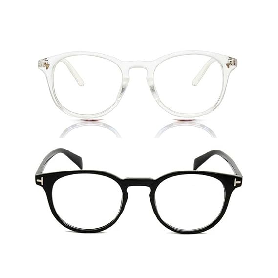 Fancy-Creation Premium UV400 Protected Round Anti Glare Reading Glasses Zero Power Computer Glasses For Men & Women