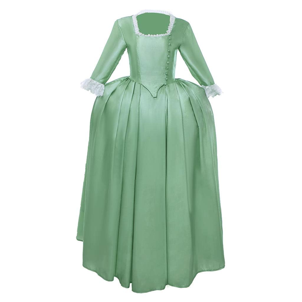 VEECOOCOS Musical Hamilton Cosplay Costume Elizabeth Schuyler Angelica Peggy Sisters Dress Gown (Green, X-Small)