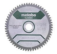metabo Kreissägeblatt 216 x 30 mm Z60 FZ/TZ - Universelles Sägeblatt für anspruchsvolle Materialien, präzise Schnitte in Holz, Laminat, MDF, Kunststoff und Messingprofilen - Ideal für Innenausbau