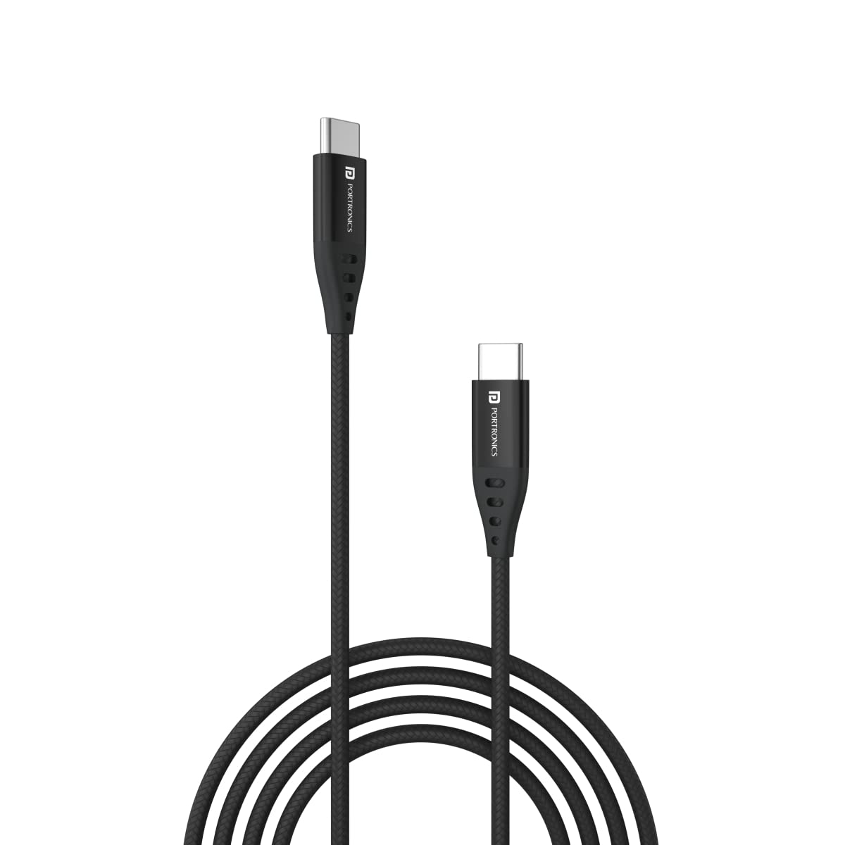 Portronics Konnect C1 20W PD Type C to Type C Data & Charging Cable with 1M Cable Length, Nylon Braided, Metal Heads(Black)-picture-41