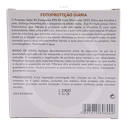 Filtro Solar Adcos Nude Pó Compacto Hialurônico FPS50 11g