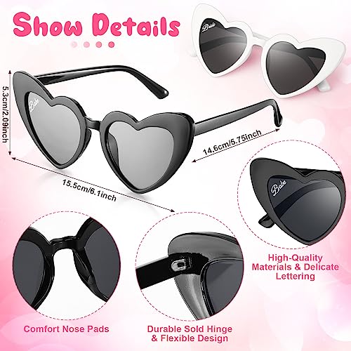 Xuhal 36 Pcs Bridesmaid Scrunchies Proposal Gift Bachelorette Heart Sunglasses Wristband for Wedding Bachelorette Party Favor(White, Black)3