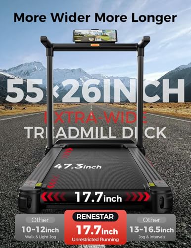 Image of Renestar Treadmill for Home with 25% Auto Incline - 8.5MPH Max Speed, Extra Large LED Touchscreen, 300LBS Capacity, 3.5HP Home Office Treadmills for Running Jogging Walking