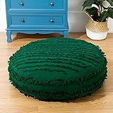 HIGOGOGO Large Boho Stripe Floor Cushion, 24' Round Cotton Linen Floor Pillow Seating with Tassel,...