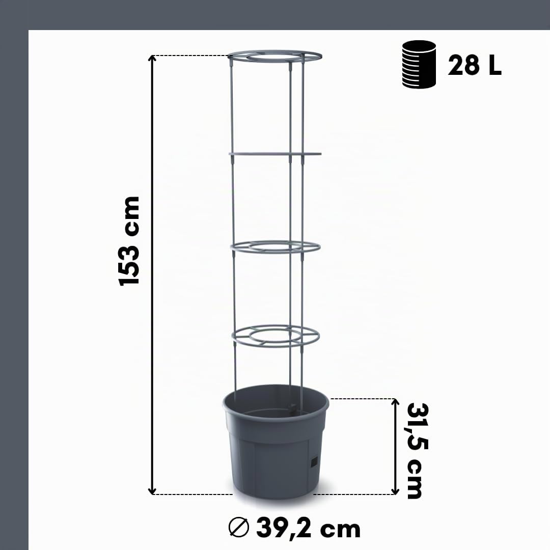 FORTENA 4X Tomatenzuchttopf für Balkon Garten Tomatentopf Tomatenzucht Tomatenkübel 28L