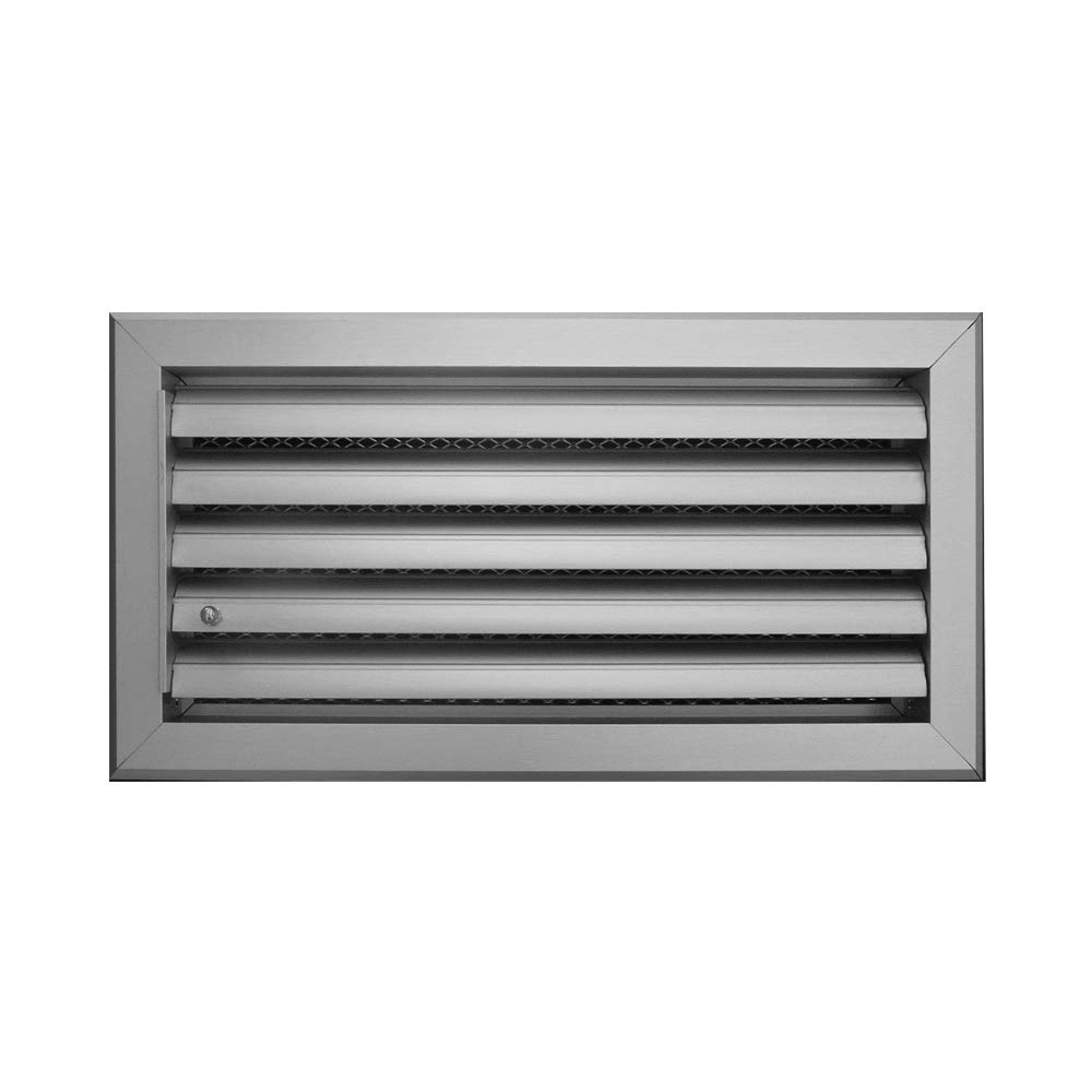 Griglia di Ventilazione in Alluminio – Alette Curve Orientabili – Flusso d’Aria Regolabile – Con Telaio e Rete – Ventilazione Interna ed Esterna – 30 x 15 cm.