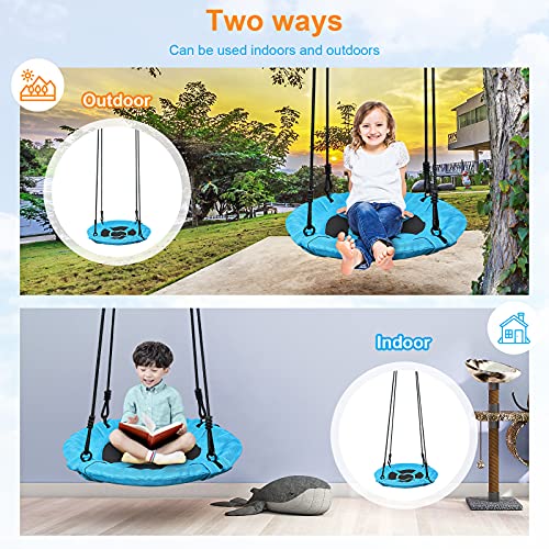 Homde Upgrade Version Flying Saucer Swing Anti-Fade Tree Swing Set Outdoor Indoor Swings With Adjustable Straps For Kids, Men, Women And Teens (24 Inch Upgrade Version) (Blue) #TOP2