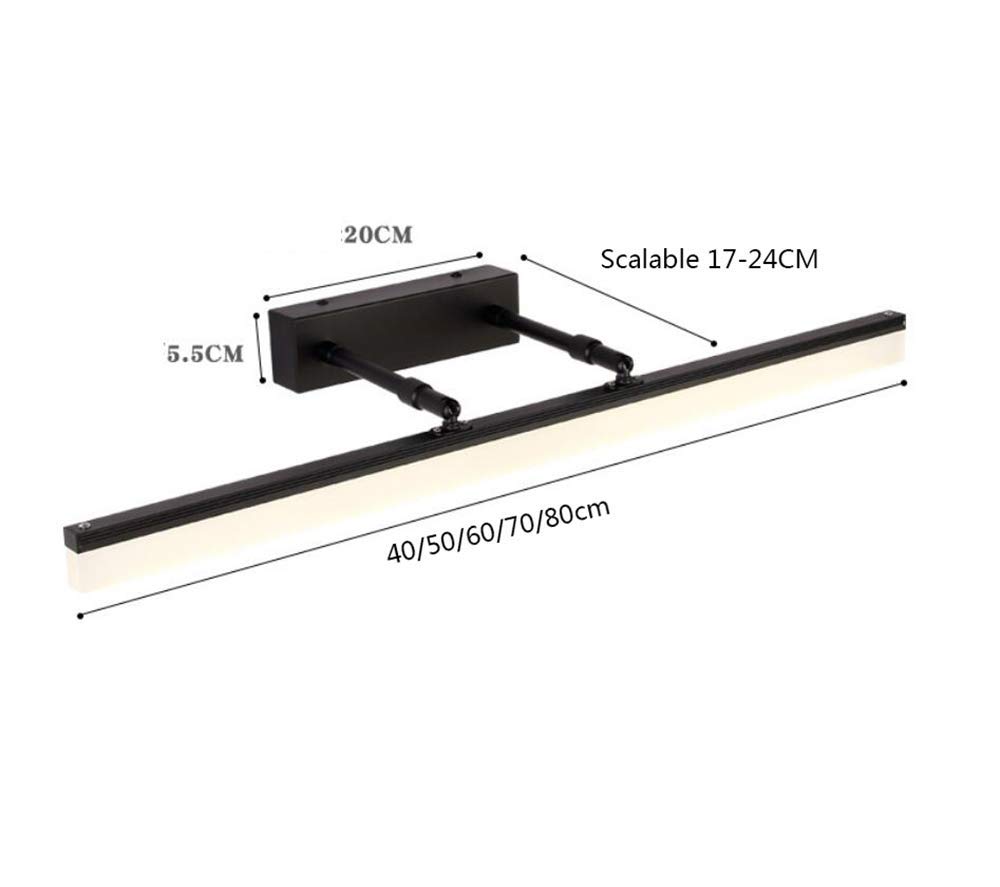 LED Spiegelleuchte Spiegellampen für Badezimmer Make-up Beleuchtung Schwarz Spiegel Frontbeleuchtung Schranklicht mit Lampenkopf skalierbar und 180° einstellbar