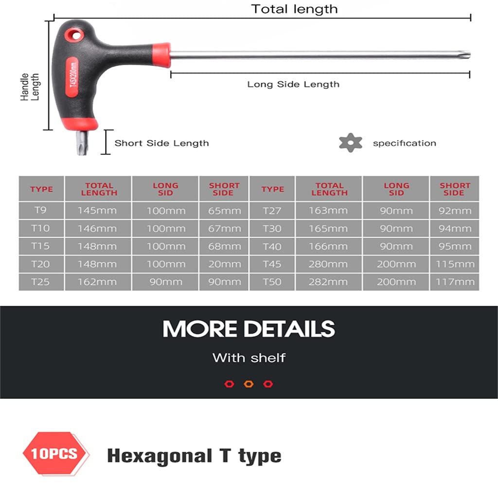 Juego de llaves hexagonales – 10 piezas universal Allen llave y llave de bola destornillador de tuerca para reparación de automóviles y herramientas manuales