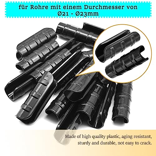 CEEYSEE 20 Stück Gewächshaus-Clips Ø21~23mm Gewächshausfolie Clip Rohr Folie Clip für Reihenabdeckung Netz,Tunnel,Schuppen,Schattierung,Treibhaus Clips (Schwarz Ø21-23mm)