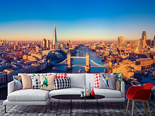 Papier peint mural en vinyle et papier peint panoramique de Londres et Rio Tamésis – Photo murale – Vinyle décoratif – Papier peint – Plusieurs...