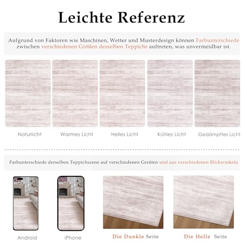PureCozy Teppich Wohnzimmer 140x200cm Rosa Waschbar Groß Carpet – Ansicht 2