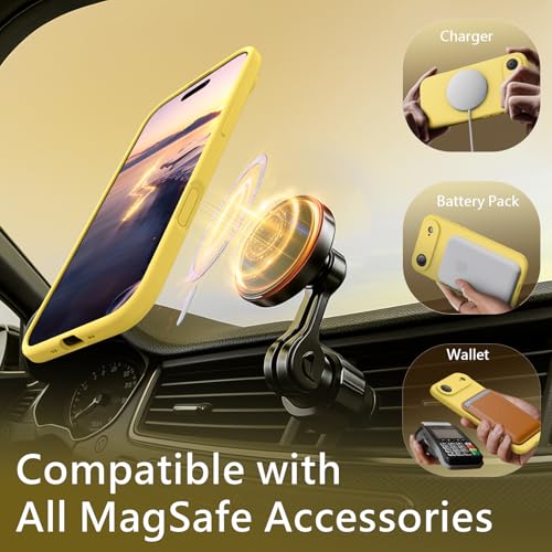 Image of FireNova Magnetic for iPhone Air Case, Compatible with MagSafe, [Integrated Silicone Camera Control Button] [Camera Protection] Microfiber Lining Phone Case for iPhone 17 Air, 6.5 inch, Yellow