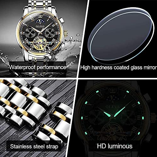 Image of OLEVS Watch Men Luxury Big Face Dress Easy Read Mens Watches with Date Waterproof Luminous Stainless Steel Watches for Men Business Fashion Analog Quartz Men's Wrist Watches Rotatable Bezel Men Watch