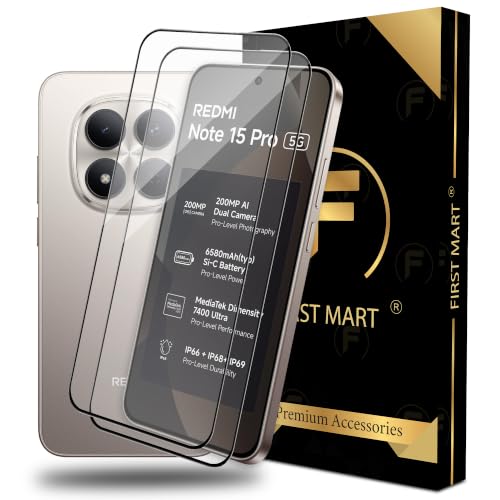 Image of FIRST MART UV Tempered Glass for Redmi Note 15 Pro - Pack of 2, 9H Full-Glue Curved Screen Protectors, HD Clear, Fingerprint Compatible, 2 Complete UV Installation Kits