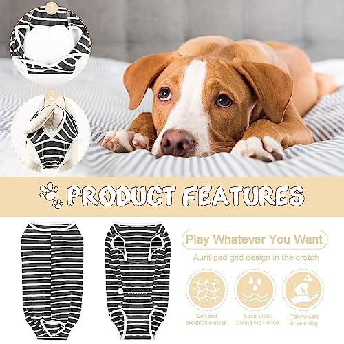 Etdane Dog Diapers Sanitary Panties Physiological Period Shirts Surgical Recovery Suits For Male And Female Dogs White Stripe Large #TOP4