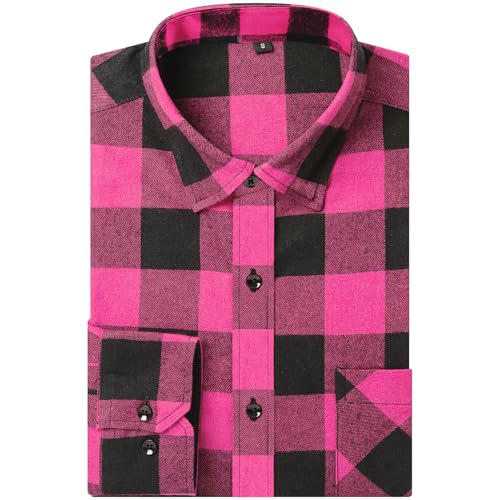 DOKKIA Men's Casual Dress Long Sleeve Buffalo Plaid Checkered Fitted