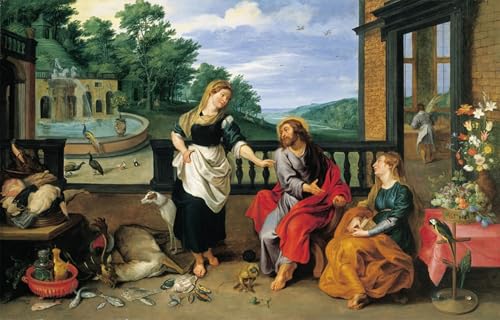 Tableau Graffiti Jan Brueghel le Jeune Impression Le Christ chez Marthe et Marie 60x90cm