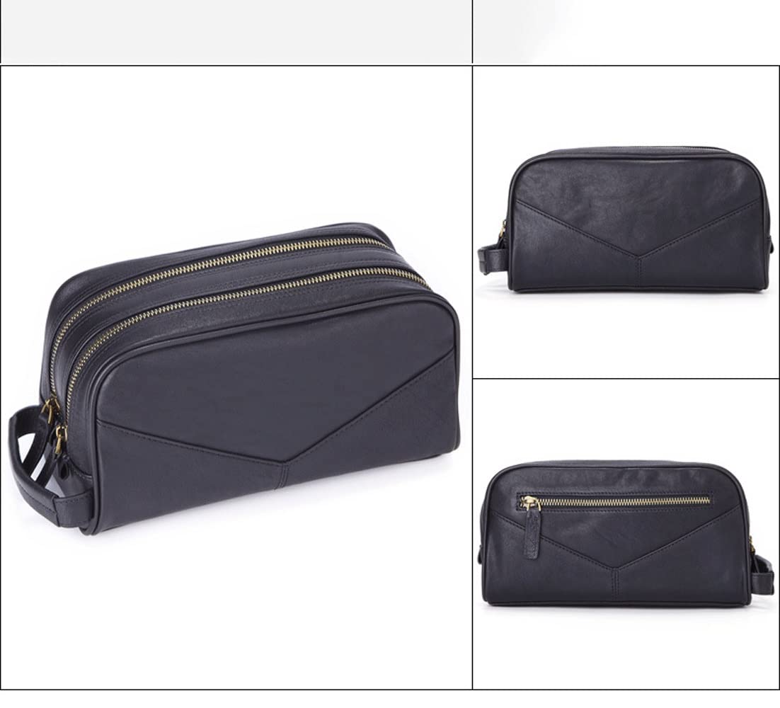 Bolsa de Viaje de Aseo de Cuero Genuino for Hombres y Mujeres, Bolsa de Afeitar Organizador de baño, Organizador de Kit de Aseo