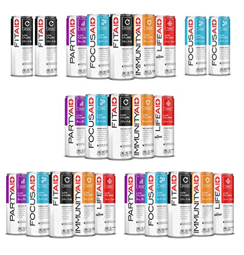 LIFEAID Rainbow 24-Pack, FitAid, FocusAid, PartyAid, ImmunityAid Mix, 40 Calories per can, No Artifi - //coolthings.us