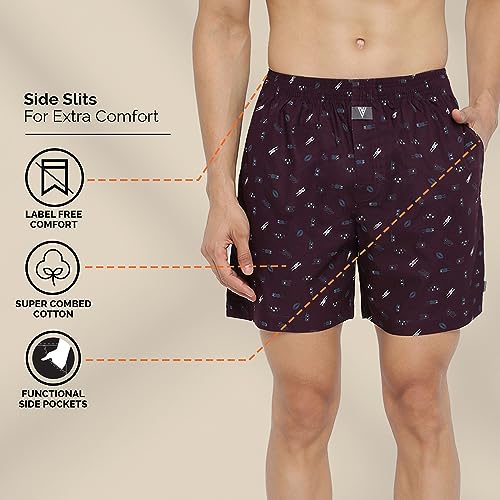 Van Heusen Men Boxer Shorts - 100% Combed Cotton - Allover Print, Side Pocket, Side Slits - Image 4