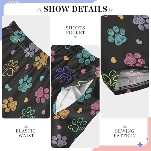 ZZXXB Colorful Footprint Boys Long Pants Soft Trousers Elastic Waist Kids Lounge Bottoms with Pockets S-XL4