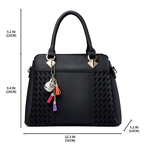 Womens Purses and Handbags Ladies Designer Satchel Tote Bag Shoulder Bags, Black