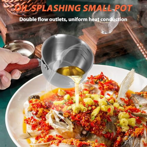 MAGICLULU Mini Milk Warmer Pot 300ml Butter Warmer Stainless Steel Small Saucepan with Wood Handle and Spout Milk Cheese Pot Pouring Oil Pans for Soup Coffee Chocolate Sauce - Image 9