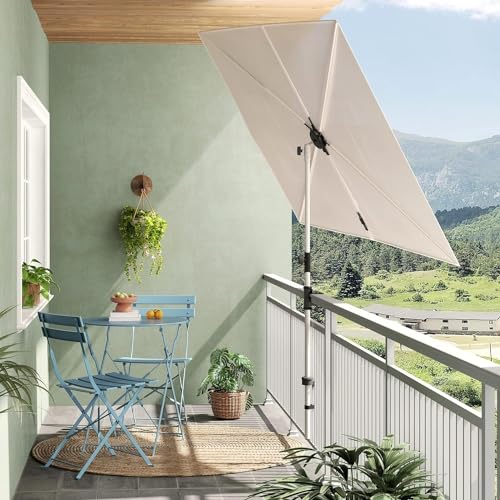 Sombrilla de patio rectangular LYGSWDB de 6x4 pies con perilla giratoria de 360 grados 6