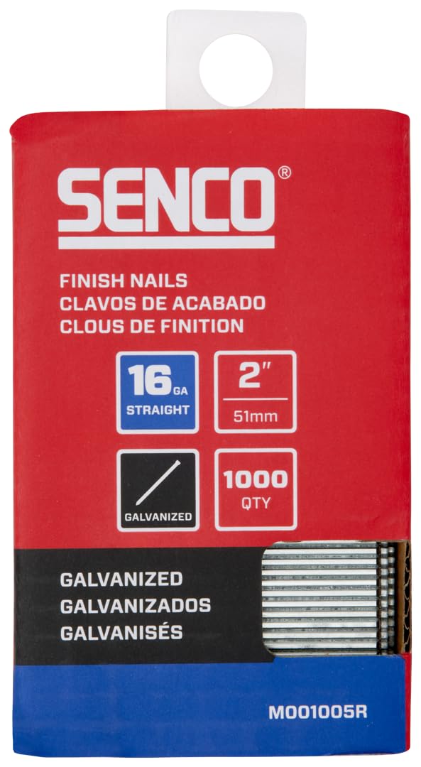 SENCO M001005R 2" 16 Gauge Straight Finish Nails, Galvanized Finish 1,000 Count Pack
