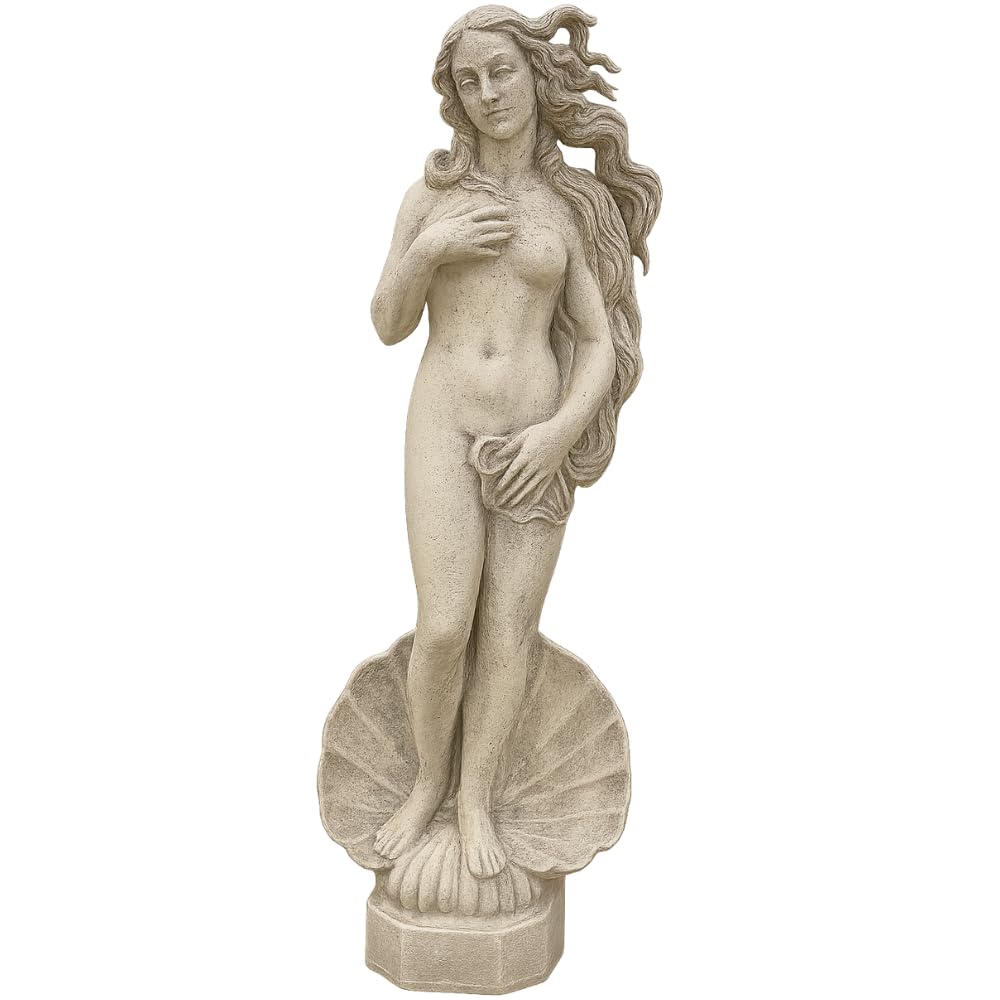 FORTUNATO Statua Cemento Grigio Effetto Pietra Naturale Venere Botticelli H120 Cm Giardini Stile Classico Senza Tempo
