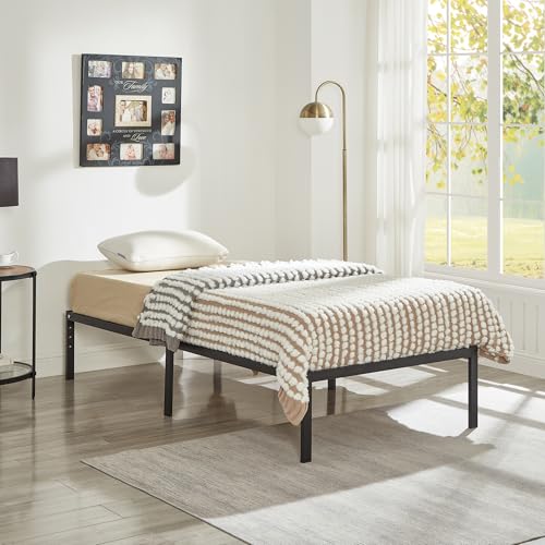 House Of Home Single Stylish Platform Metal Bed Frame with Strong Metal Slats, Easy Assembly, Under-Bed Storage, Modern Minimalist Bed Frame for Guest Rooms or Small Bedrooms