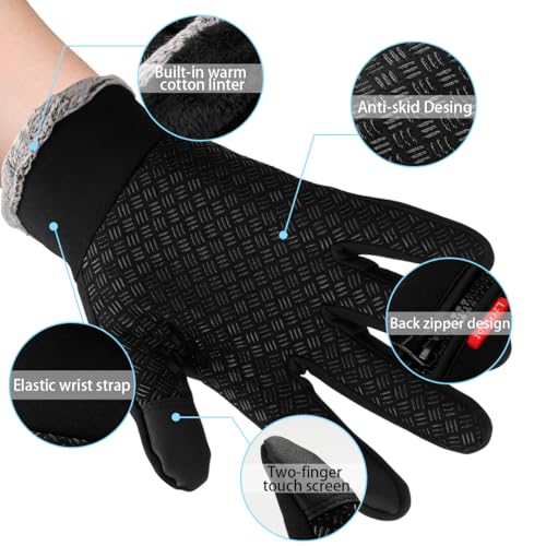 Lzfitpot Handschuhe Herren, Winterhandschuhe Damen Handschuhe Touchscreen Warm Fahrradhandschuhe Skihandschuhe,Wasserdicht, Winddicht & rutschfest