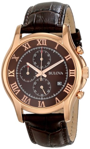 Bulova Men's 97B120 Chronograph Rose-Gold Strap Watch