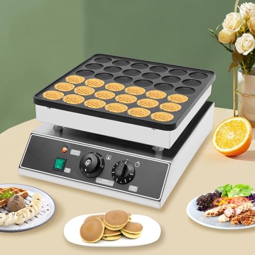Image of LPLYAA Mini Pancakes Baker Maker 36 Holes,Commercial Nonstick Waffle Maker Muffin Machine,Stainless Steel Mini Dutch Pancake Maker Dorayaki Maker For Bakery Home And Kitchen Restaurant 1000W