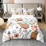 Kawaii Capybara Garçon Fille 100% Coton Housse de Couette,Mignon Animaux Housse...