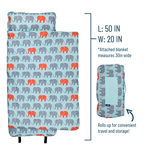 Wildkin Original Nap Mat With Reusable Pillow For Boys And Girls, Perfect For Elementary Sleeping Mat, Features Hook And Loop Fastener, Soft Cotton Blend Materials Nap Mat For Kids (Elephants) #TOP4