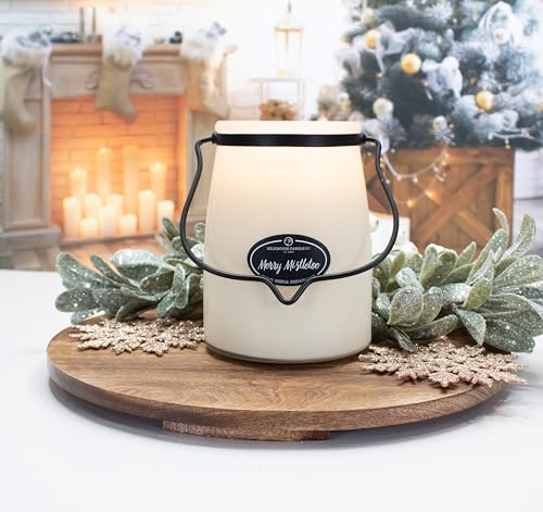 Image of Milkhouse Merry Mistletoe Soy Candle, 22 oz Butter Jar, 120+ Hr Burn