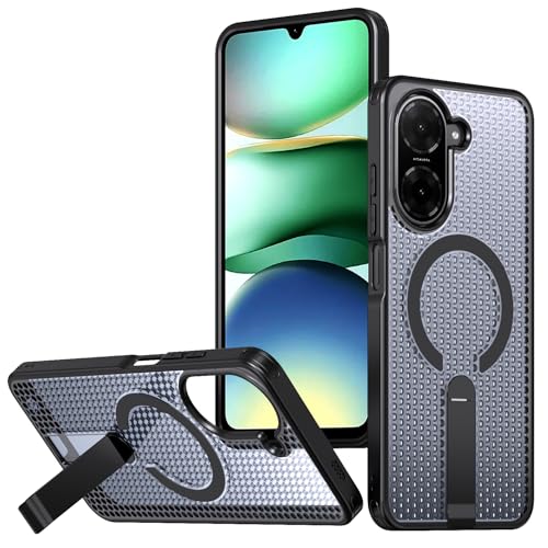 �Ή��@�� Redmi A5 4G �g�уP�[�X,�Ή��@�� Xiaomi Poco C71 4G �g�уP�[�X,�u���P�b�g�t���A�}�O�l�b�g���A���M�@�\�t���A�ϏՌ����̃X�}�z�P�[�X Black