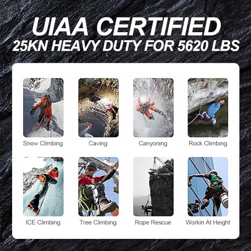 T-Fly Auto Locking Climbing Carabiner Clips 25KN (5620 lbs), Heavy Duty Carabiners for Rock/Ice Climbing, Rappelling, Rescue, Hammocks 3.9" Large Size - Image 5