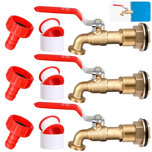 3-Pack Brass Rain Barrel Faucet Set
