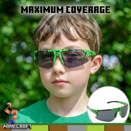 Image of ARKAID Minecraft Boys Sunglasses | Official Minecraft Gear | 100% UV Protection | Official Minecraft Boys Sunglasses and Sports Wraps | Impact Resistant | Gift Idea | Fits Most Kids