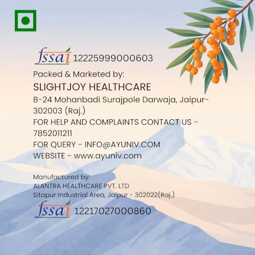 Image of Ayuniv Himalayan Sea Buckthorn Juice 500ml | Omega 3 6 7 9 | Vitamin C Rich | Natural Antioxidant Drink | Supports Immunity, Gut Health, Skin & Hair | No Added Sugar (500ml * 2)