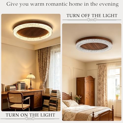 Plafonnier LED intensité variable rond télécommande luminaire encastré chambre