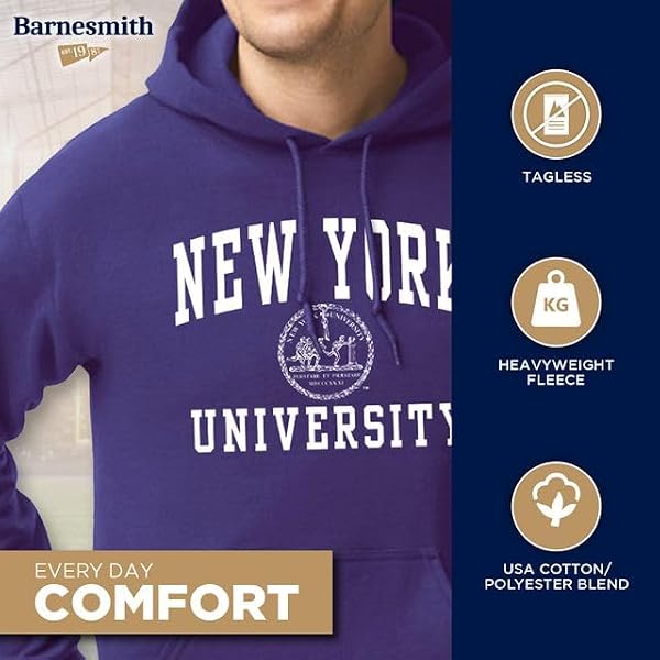 Barnesmith NYU Violets Hooded Sweatshirt, Heritage, Violet, Medium - 2