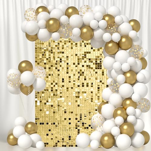 Image of Light Gold Shimmer Wall Backdrop, 24 Panels, 6x4 Ft Photo Backdrop | wedding backdrop birthday backdrop party decoration photo booth backdrop bridal shower baby shower event decoration