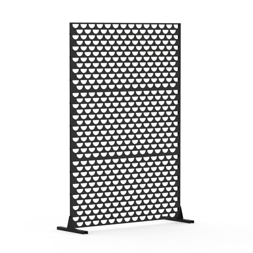 Domi Metal Privacy Screens and Panels with Free Standing, Freestanding Outdoor Indoor Privacy Screen, Decorative Privacy Screen for Balcony Patio Garden, Semi-Circular Shape