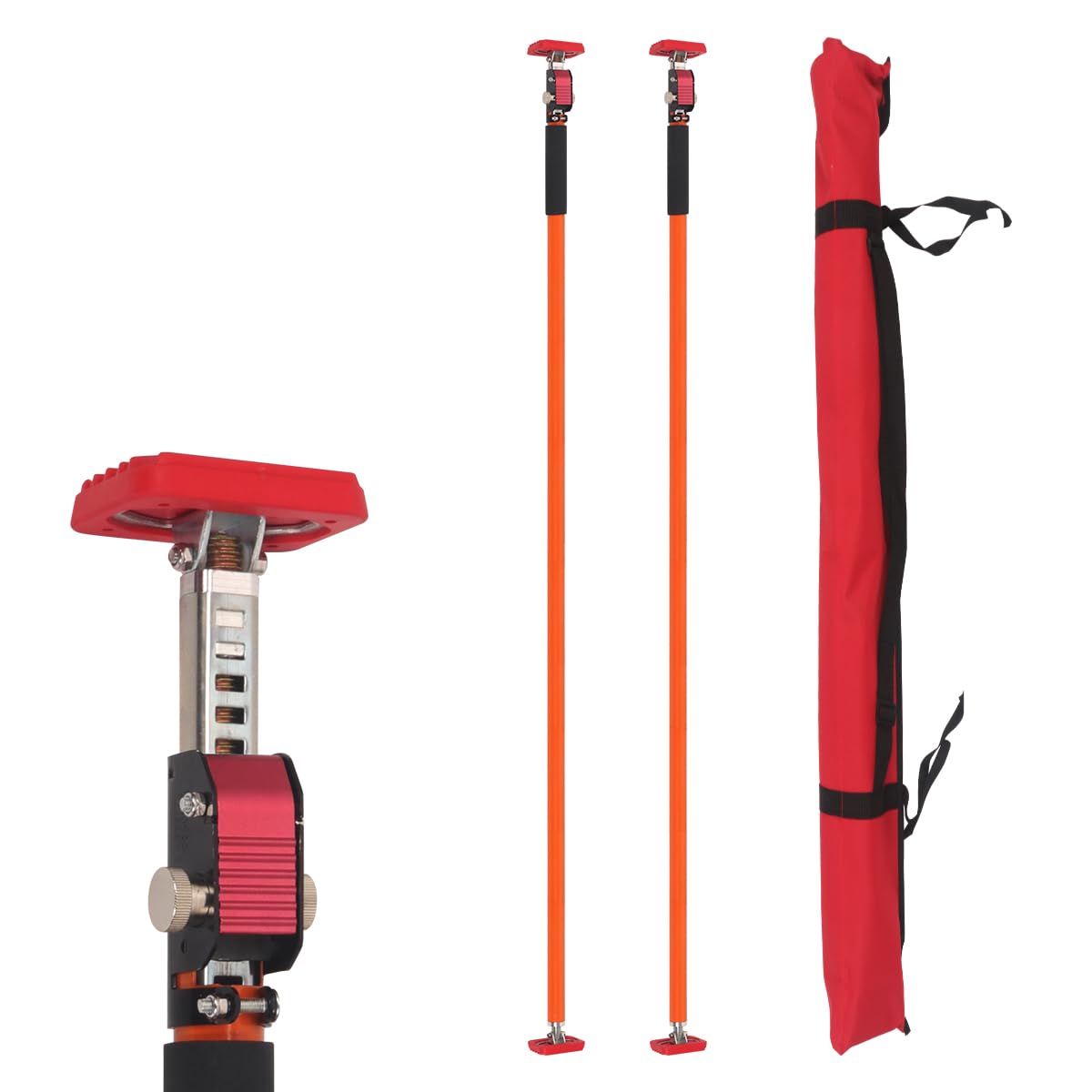 Poste de soporte ajustable, capacidad de 120 kg por par, sistema de soporte de tercera mano, se extiende hasta 290 cm, barra de soporte de acero para instalación de gabinetes, barras de