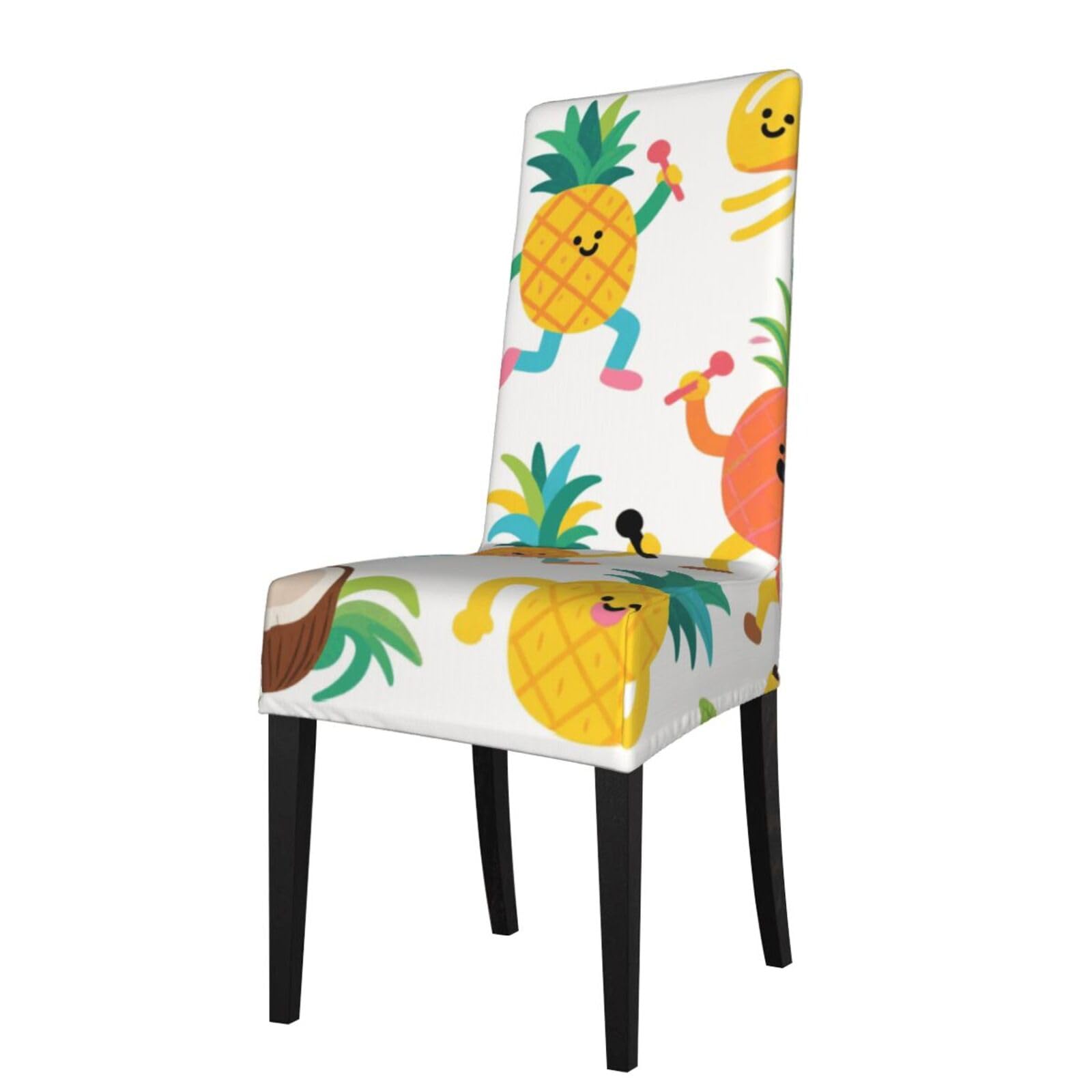 Fodpand Black Pineapples Dining Room Chair Cover Stretch Parsons Chair Slipcovers Removable Washable Chair Protectors Cover High Elastic Seat Protector For Home,Kitchen, Hotel, Banquet