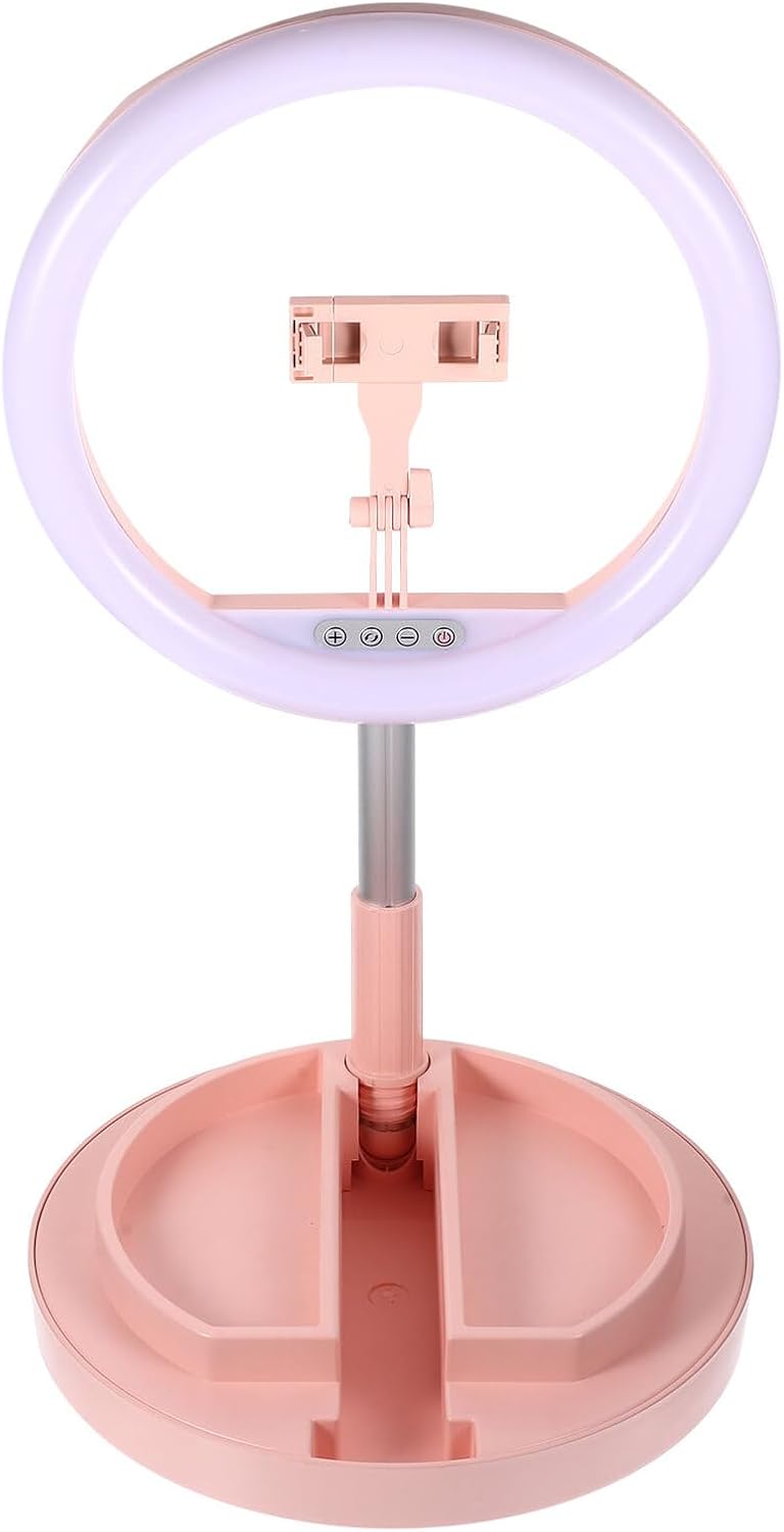 PRETYZOOM Foldable LED Ring Light with Adjustable Soft Lighting Portable Beauty Lamp Eye Protection Fill-in Light for Live Streaming and Phone Photography